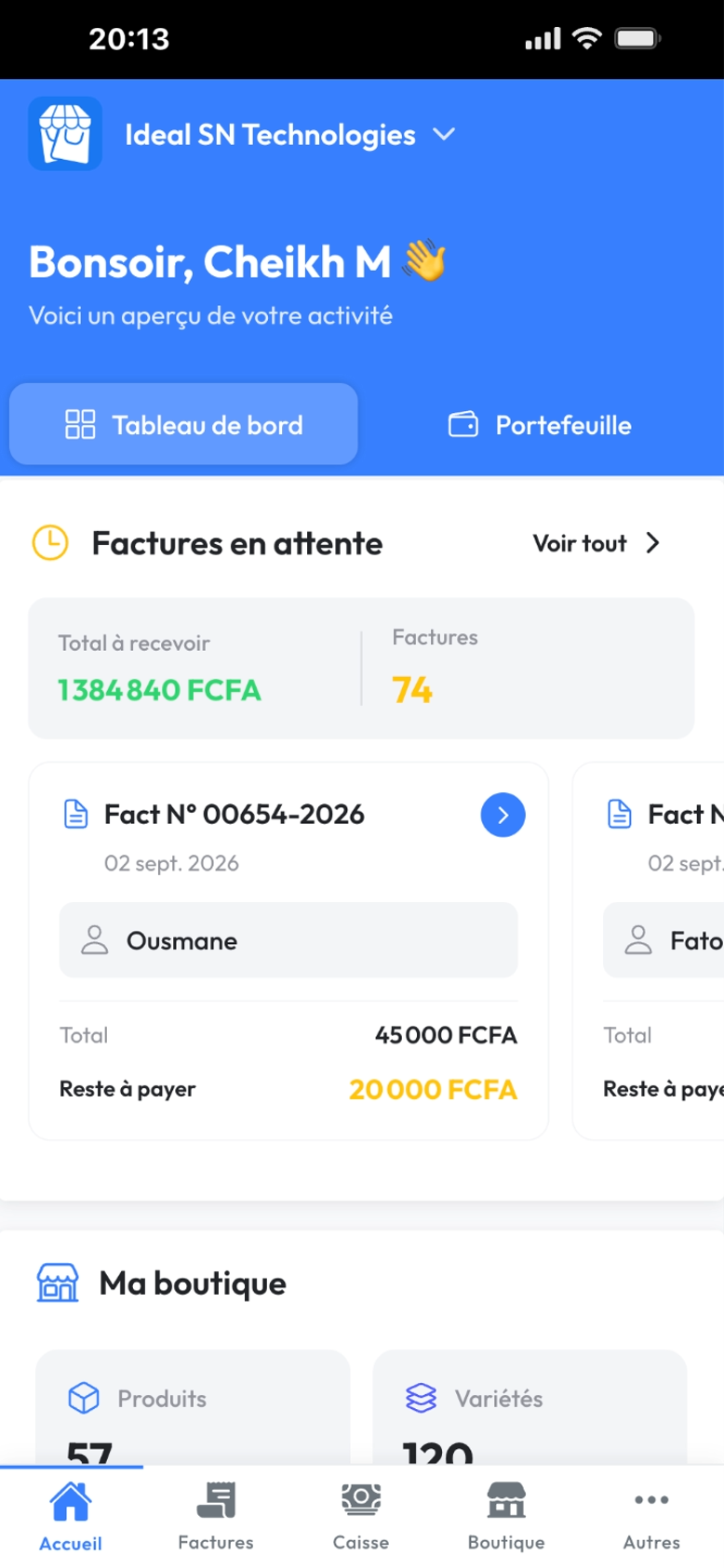 Tableau de bord de l'application ORION